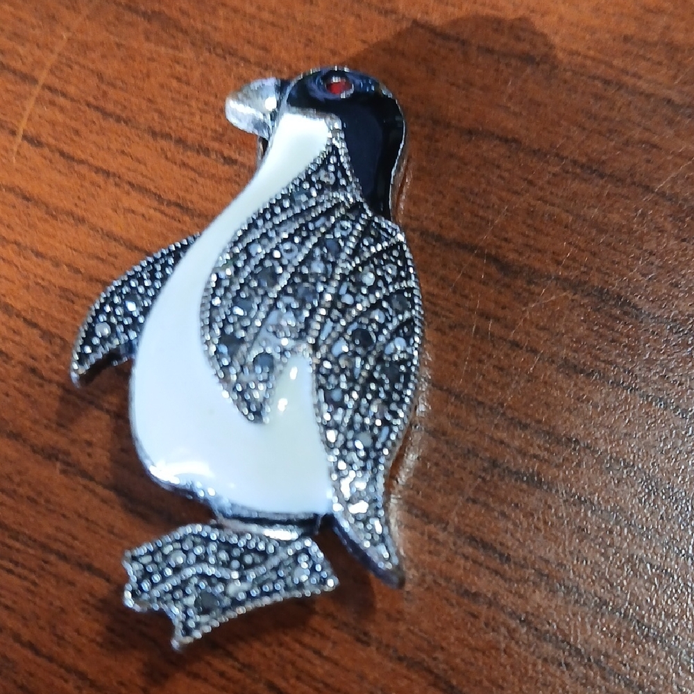 Penguin Brooch with Black and White Accents
